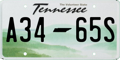 TN license plate A3465S