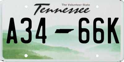 TN license plate A3466K