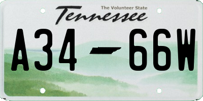 TN license plate A3466W