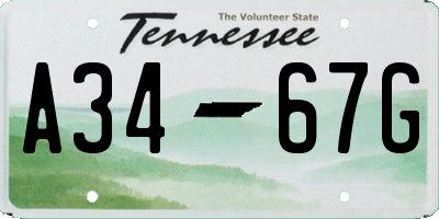 TN license plate A3467G