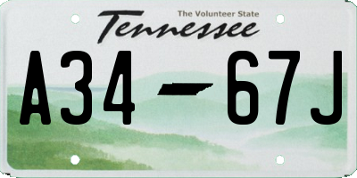 TN license plate A3467J