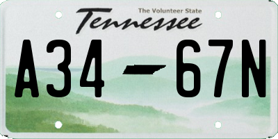 TN license plate A3467N