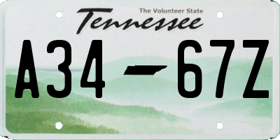 TN license plate A3467Z