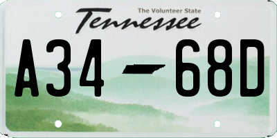 TN license plate A3468D