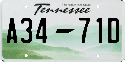 TN license plate A3471D