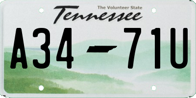 TN license plate A3471U