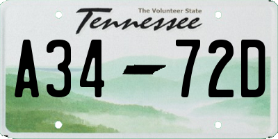 TN license plate A3472D