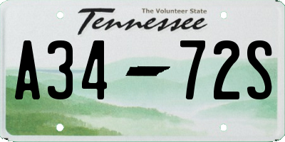 TN license plate A3472S