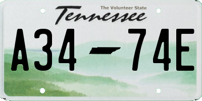 TN license plate A3474E