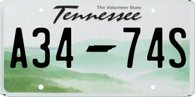 TN license plate A3474S