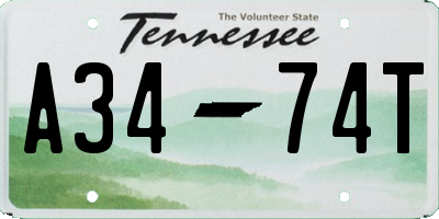 TN license plate A3474T