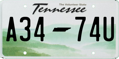 TN license plate A3474U