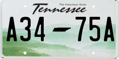 TN license plate A3475A
