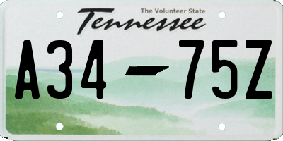 TN license plate A3475Z