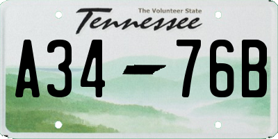 TN license plate A3476B