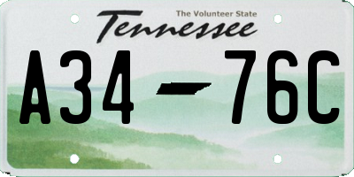 TN license plate A3476C