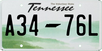 TN license plate A3476L
