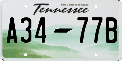 TN license plate A3477B