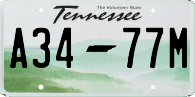 TN license plate A3477M