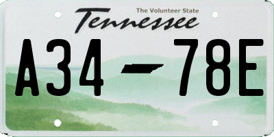TN license plate A3478E
