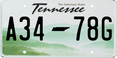 TN license plate A3478G