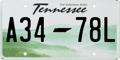 TN license plate A3478L