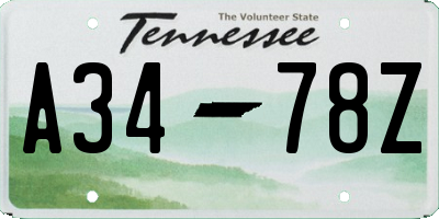 TN license plate A3478Z