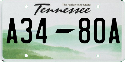 TN license plate A3480A