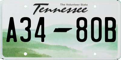 TN license plate A3480B