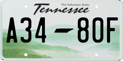 TN license plate A3480F