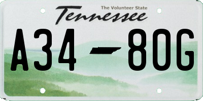 TN license plate A3480G