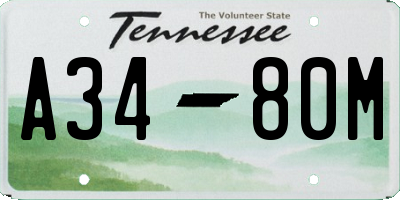 TN license plate A3480M