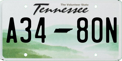 TN license plate A3480N
