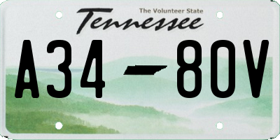 TN license plate A3480V