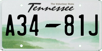 TN license plate A3481J