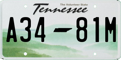 TN license plate A3481M
