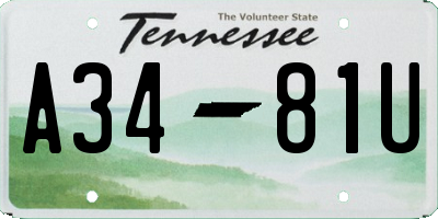 TN license plate A3481U