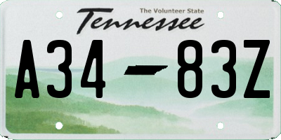 TN license plate A3483Z