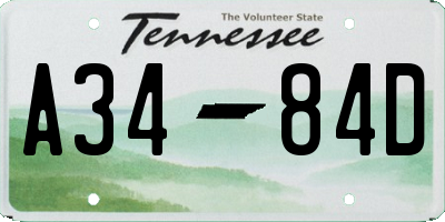 TN license plate A3484D