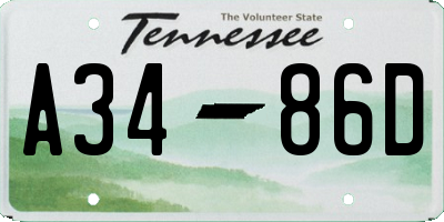 TN license plate A3486D