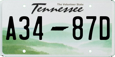 TN license plate A3487D