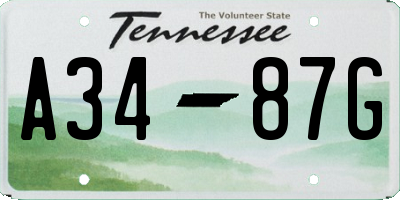 TN license plate A3487G