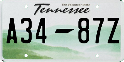 TN license plate A3487Z