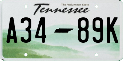 TN license plate A3489K