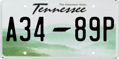 TN license plate A3489P