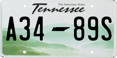 TN license plate A3489S