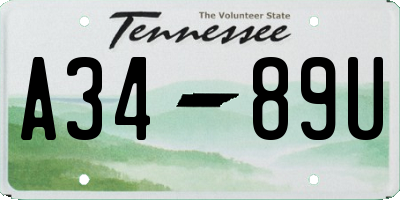 TN license plate A3489U