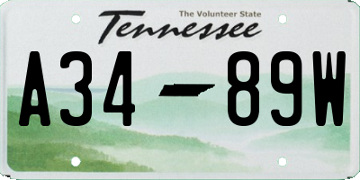TN license plate A3489W