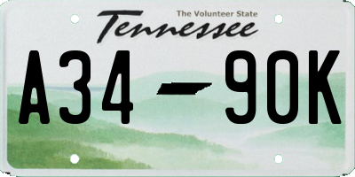 TN license plate A3490K