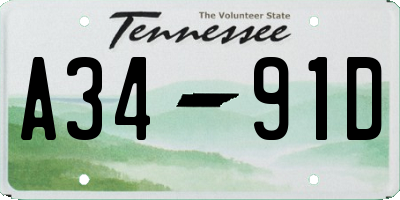 TN license plate A3491D